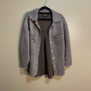 Taupe Faux Leather Oversized Shacket Size XS